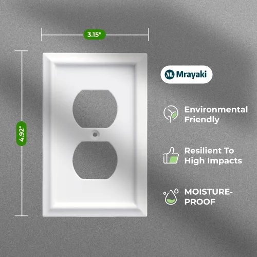 Vista 3 de Cubiertas para Tomacorrientes Dúplex de Pared, Cubierta Clásica para Interruptor de Luz Blanco – Placa de Cubierta de Tomacorriente Eléctrico