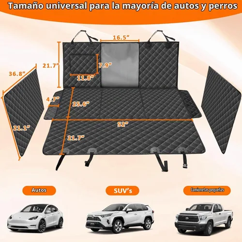 Vista 6 de Funda de asiento de automóvil para perro para extensor de asiento trasero para perros, funda de asiento de automóvil con parte inferior dura