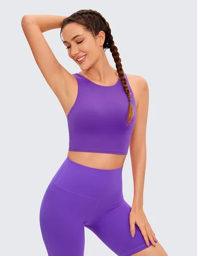 Vista 2 de CRZ YOGA Butterluxe - Brasier deportivo de cuello alto y espalda cruzada para mujer, camiseta corta acolchada para entrenamiento con brasier