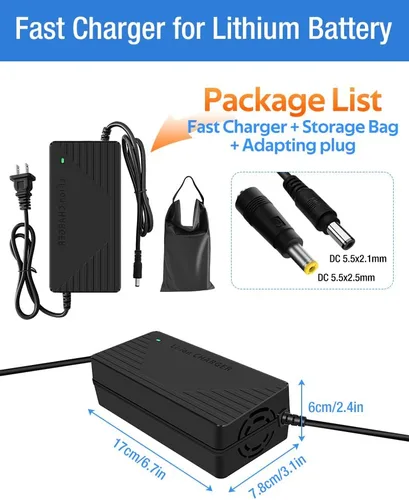 Vista 2 de Cargador súper rápido de 54.6V 3A / 5A para batería de 48V, 7 tipos de enchufes para elegir, sin necesidad de adaptador, más seguro. Compatible