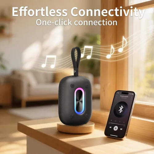 Vista 4 de Altavoz Bluetooth impermeable para ducha, duradero y portátil con sonido claro, ideal para ducha, piscina, playa y kayak, BT 5.3 - Negro
