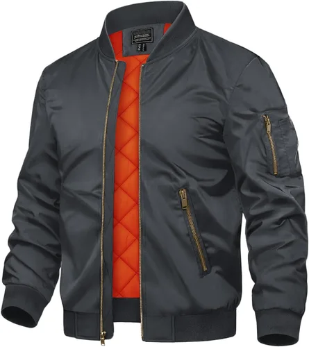 Vista 19 de TACVASEN - Chaquetas de hombre. Chaqueta bomber de otoño e invierno, acolchada, con cremallera completa, cálida, de estilo casual