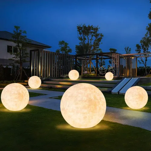 Vista 4 de Luces de poste al aire libre, luces de piso de bola, luces de jardín al aire libre, luces de pilar impermeables, luces de pilar de villa, jardín