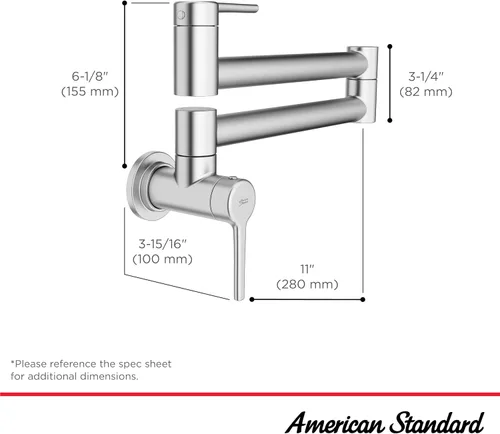 Vista 5 de American Standard 4803900.075 Studio S - Grifo de llenado de ollas de montaje en pared, acero inoxidable