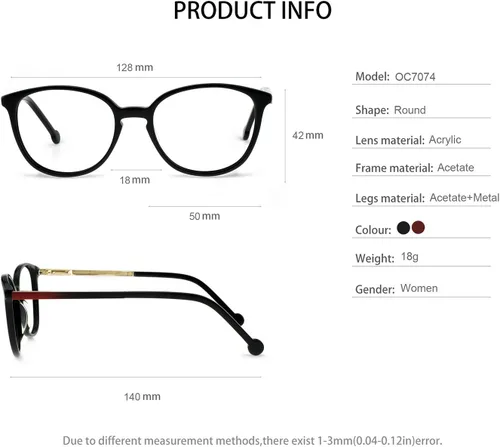 Vista 6 de OCCI CHIARI Gafas para mujer con montura elegante, lentes transparentes sin receta