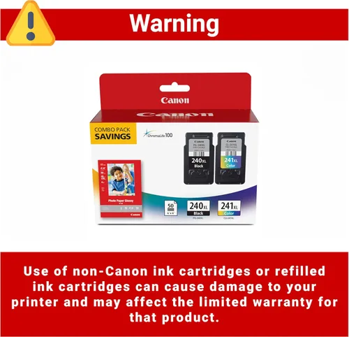 Vista 3 de Cartucho para Canon PG-240XL/CL-241XL con papel fotográfico brillante (50 hojas de 4 x 6 pulgadas), Negro, cian, magenta, amarillo