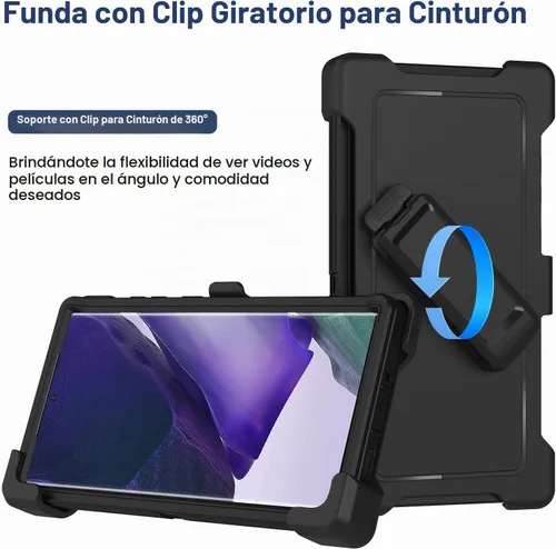 Vista 2 de Funda para Galaxy Note 20 Ultra con clip para cinturón, 2 protectores de pantalla, grado militar, cuerpo completo, resistente, a prueba de golpes