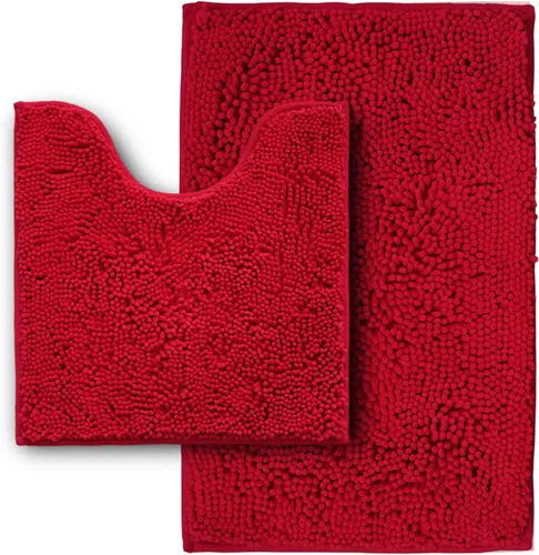 Vista 17 de Juego de alfombras de baño de 2 piezas, súper absorbente suave, gruesa, lavable en lavadora, alfombra de baño de chenilla antideslizante, alfombra