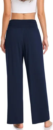 Vista 2 de TARSE - Pantalones de pierna ancha para mujer, pantalones deportivos informales y holgados para yoga, pantalones sueltos, cómodos, para descansar