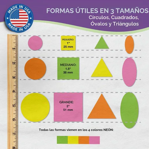 Vista 3 de Formas Básicas 1: Círculos, Triángulos, Cuadrados, Óvalos, 676 Piezas de Cartulina Troquelada Hecha en EE.UU. Formas Geométricas en 3 Tamaños y 4