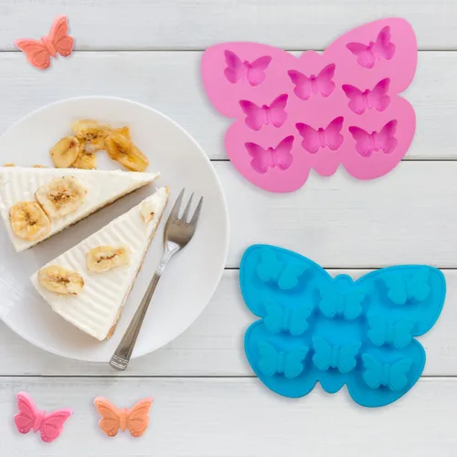 Vista 9 de YuCool - 3 moldes de silicona con forma de mariposa para chocolate, antiadherentes Color:Pink,Blue,Purple,food grade silicone,suitable for ovens