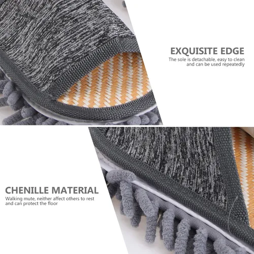 Vista 11 de Zapatillas de limpieza de pisos de microfibra, zapatos lavables para limpiar el polvo, zapatos de trapeador desmontables para limpieza de pisos