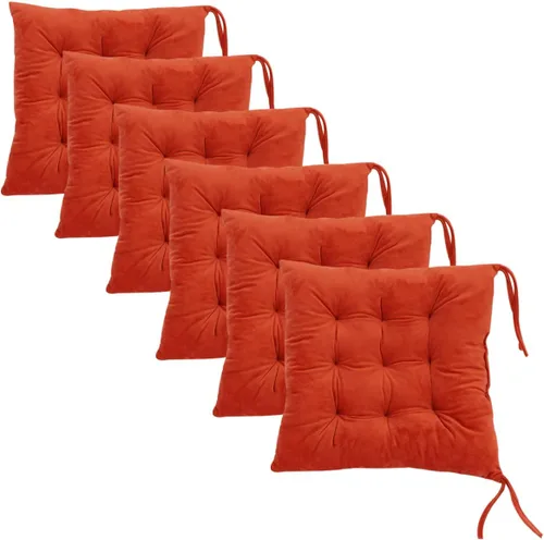 Vista 35 de Juego de 2 cojines para sillas de comedor con lazos, almohadilla antideslizante para silla de cocina para interior y tapete de asiento de comedor