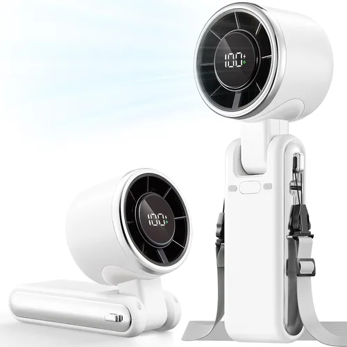 Vista 11 de Ventilador Portátil de Mano Turbo - 5 Velocidades Alta Velocidad 4000mAh Mini Ventilador de Mano Personal Recargable Sopla Aire Frío, Operado por