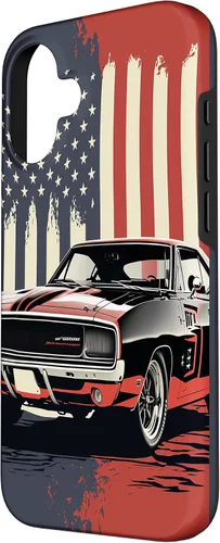 Vista 2 de Funda para iPhone 16, estilo vintage, con bandera de Estados Unidos, para hombre