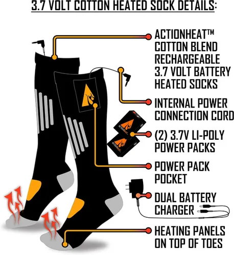 Vista 9 de ActionHeat Calcetines calentados con batería recargable de algodón 3V 1.0