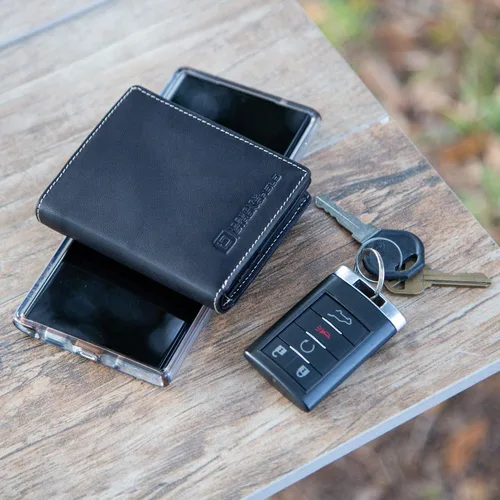 Vista 6 de ID Stronghold Waltlet - Cartera plegable con bloqueo RFID para hombres con cierre magnético, Negro -, Minimalista