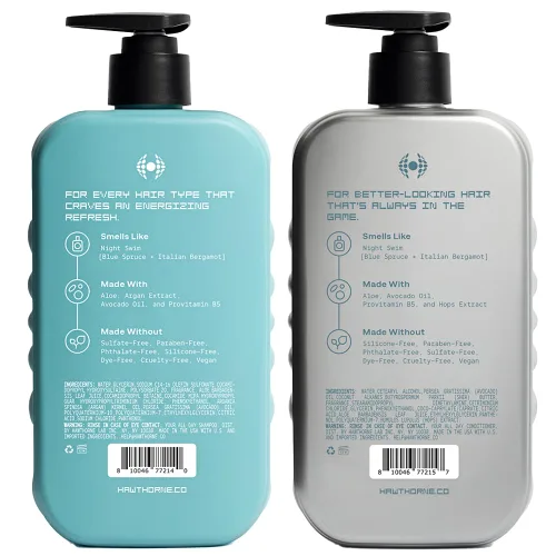 Vista 8 de Hawthorne Juego de champú y acondicionador para hombre todo el día. Champú y acondicionador sin sulfato con aceite de aguacate puro y aloe para un