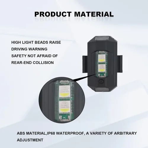Vista 4 de 4 luces LED recargables de advertencia nocturna, luces estroboscópicas de 7 colores, luces anticolisión para dron, coche, motocicleta, barco