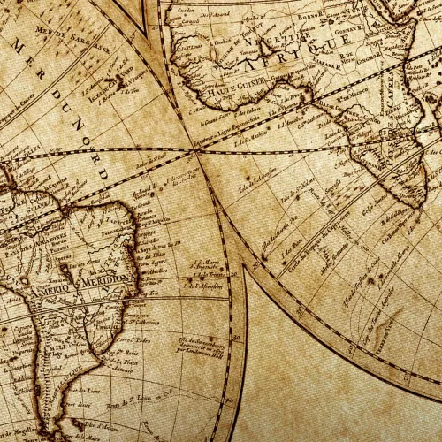 Vista 5 de JAWO Tapiz vintage antiguo de mapa del mundo, mapa náutico retro de doble hemisferio para colgar en la pared, mapa del mundo antiguo, arte de pared