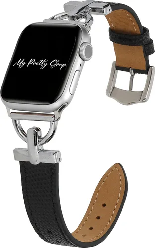 Vista 6 de My Pretty Strap - Correa compatible con Apple Watch, correa de lujo de cuero genuino para iWatch de repuesto - Se ajusta a la mayoría de muñecas