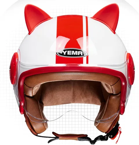 Vista 5 de Casco retro para motocicleta 34 de cara abierta aprobado por DOTECE para adultos, motocicleta eléctrica, medio casco de calle, carreras