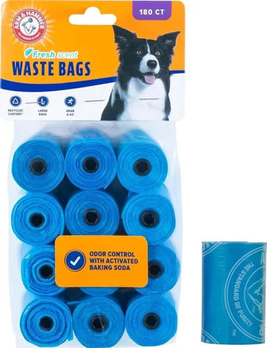 Vista 11 de Arm & Hammer Bolsas desechables de basura para perros y gatos fáciles de rasgar con bicarbonato de sodio activado, 180 bolsas de excrementos