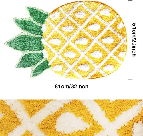 Vista 3 de Tapete antideslizante con diseño de piña, diseño de piña de dibujos animados, para decoración del hogar, sala de estar, dormitorio, baño, fruta