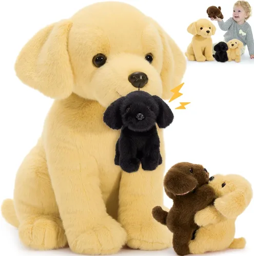 Vista 15 de Tezituor Valais - Juego de 4 animales de peluche de oveja Blacknose de 18 pulgadas, peluche grande de oveja con 3 lindos bebés de cordero, regalo