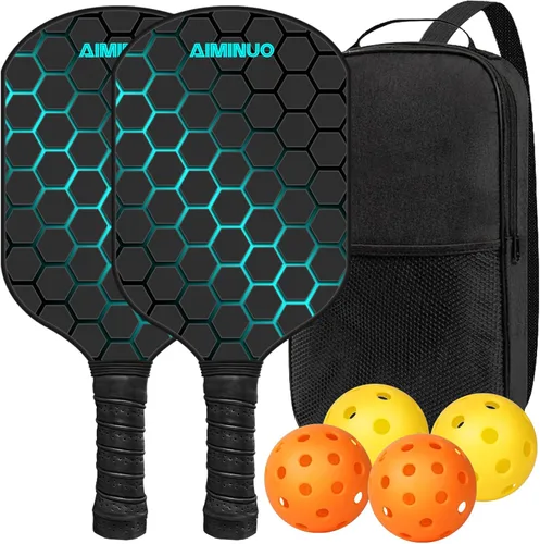 Vista 24 de Palas de pickleball de fibra de vidrio, juego de paletas de pickleball ligeras de 0.63 pulgadas para hombres, mujeres, niños, interiores y exteriores
