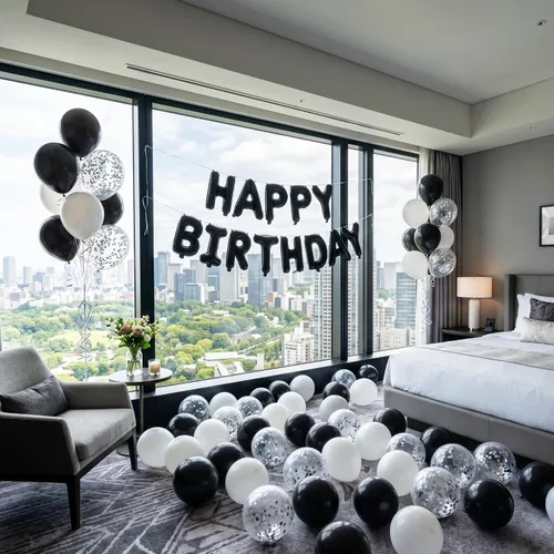 Vista 4 de TONIFUL Pancarta de Globos Negros de Feliz Cumpleaños de 16 Pulgadas con Letras de Papel de Aluminio Mylar, Cartel Banderín Reutilizable