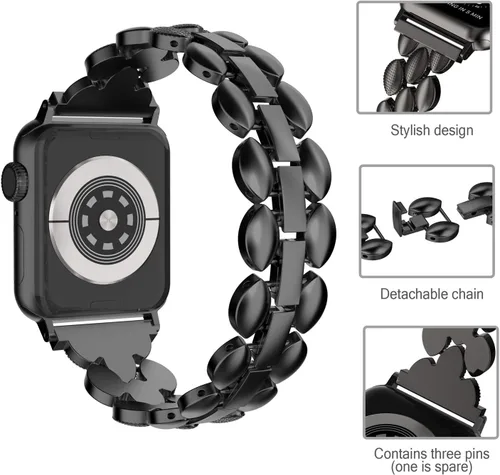 Vista 4 de Moolia Correa Elegante de Metal Compatible con Correa de Apple Watch de 38mm, 40mm, 41mm, 42mm, Correa de Moda para Mujer, Correa de Repuesto