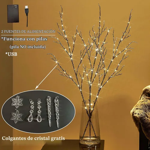 Vista 3 de Litbloom - Ramas de sauce iluminadas plateadas con purpurina, de 32 pulgadas, 120 luces LED con temporizador que funcionan