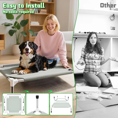 Vista 3 de Makerfire Cama elevada para perro, cuna elevada para interiores y exteriores, para perros medianos, cama desmontable para mascotas con pies