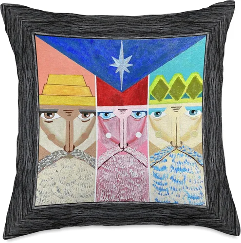 Vista 5 de Puerto Rico Christmas Nativity 3 Reyes Tres CC&TA Tres Reyes Wise Men Still Seek Him Puerto Rico Flag Boricua - Almohada de 16.0 x 16.0 in