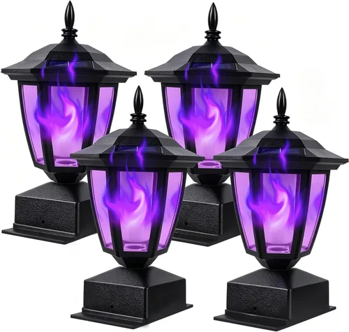 Vista 9 de Dynaming Paquete de 2 luces solares para postes de llama para exteriores, lámparas alimentadas por energía solar, luces LED de llama parpadeante