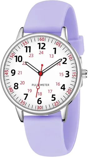 Vista 7 de Reloj de enfermera para mujer, resistente al agua, analógico, de silicona, con segundero, reloj de enfermería