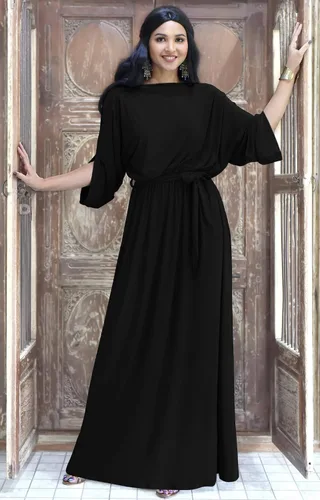 Vista 4 de KOH KOH Vestido de noche holgado y formal, con mangas de murciélago, vestido informal.
