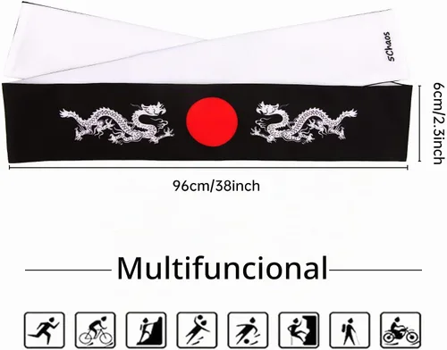 Vista 4 de Diadema reversible de guerrero, Bushido Hachimaki para karate, Halloween, sushi American Eagle
