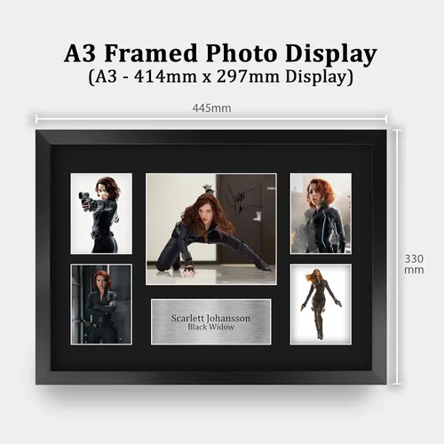 Vista 2 de HWC Trading Scarlett Johansson Black Widow Avengers - 16 x 12 pulgadas (A3) Impreso de regalos firmados con autógrafo para fanáticos de recuerdos
