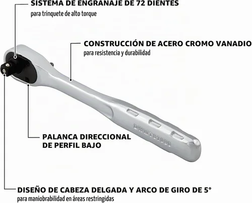 Vista 2 de DEWALT Trinquete, liberación rápida, SAE, unidad de 1/4 pulgadas (DWMT81096)