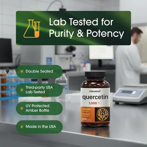 Vista 5 de NatureBell Quercetina 1000 mg por porción 240 cápsulas, suplemento de quercetina ultra fuerte Bioflavonoides para un apoyo inmunológico