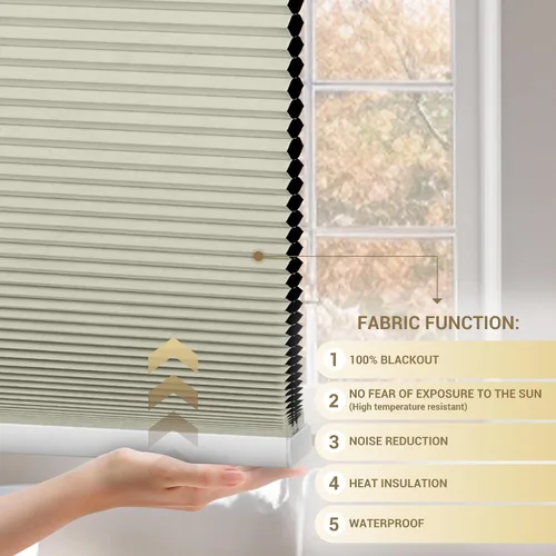 Vista 3 de Persianas sin herramientas sin taladrar para ventanas, persianas celulares modernas de arriba hacia arriba, persianas opacas inalámbricas de panal