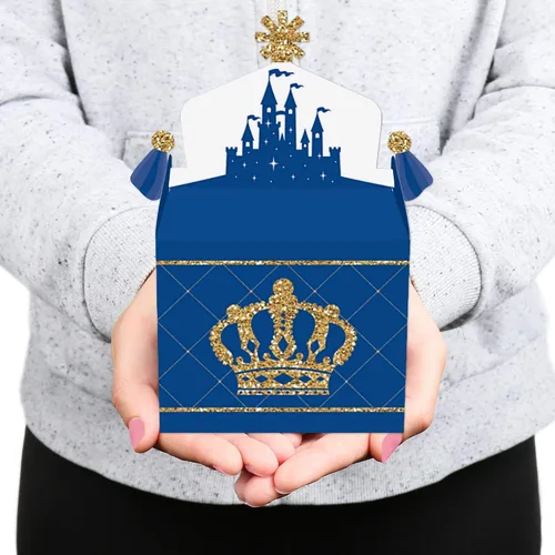 Vista 7 de Big Dot of Happiness Royal Prince Charming – Caja de regalo para fiestas – Baby Shower o fiesta de cumpleaños – Cajas de regalo – Juego de 12