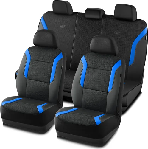 Vista 11 de Skechers Fundas de asiento de coche de espuma viscoelástica, fundas de asiento gruesas de malla Air Cool, juegos completos de asientos de coche