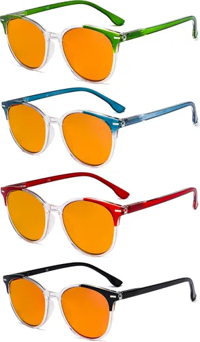 Vista 11 de Eyekepper Elegantes lentes de lectura de gran tamaño para mujer, paquete de 4 lectores redondos grandes para mujer +0.50