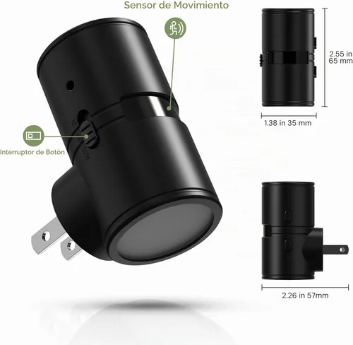 Vista 7 de L LOHAS LED Luz nocturna con sensor de movimiento, mini luces nocturnas activadas por movimiento, enchufar a la pared, luz giratoria con sensor