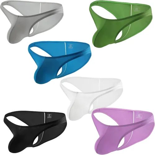 Vista 6 de Ropa interior para hombre de cintura baja de seda de hielo para hombre, bikini translúcido