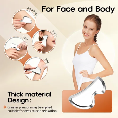 Vista 5 de Herramienta médica de raspador muscular Gua Sha de acero