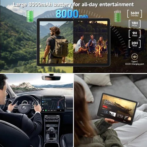 Vista 7 de Android 15 Tablet 2026 Última tableta de 11 pulgadas con teclado, 128 GB ROM 16 GB RAM 2TB Expand, 8000 mAh, tabletas Octa-Core con WiFi 5G/2.4G